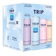 TRIP Lightly Sparkling Non-Alcoholic Drink with Magnesium, Ashwagandha, Lions Mane & L Theanine, No Added Sugar Mocktail - Variety Pack - 4 Pack 12oz