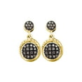 thumbnail image 1 of FB Jewels 10kt Yellow Gold Womens Round Brown Diamond Dangle Earrings 1/4 Cttw In Pave Setting (I2-I3 clarity; Brown color), 1 of 1