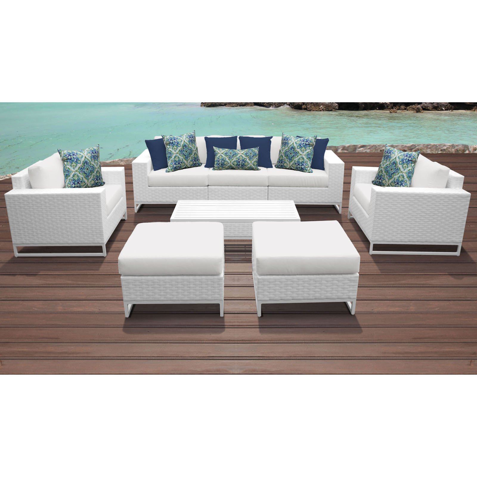 TK Classics Miami 8 Piece Outdoor Wicker Patio Furniture Set 08a - image 3 of 3