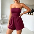 thumbnail image 6 of Inleife Women's Casual Strapless Tube Romper Fashion Ladies Elastic High Waist Ruched Detail Loose Fit Short Jumpsuit, 6 of 6