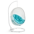 thumbnail image 2 of Modway Hide Steel Rattan Outdoor Patio Swing Chair with Stand in White/Turquoise, 2 of 8