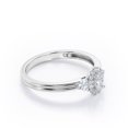 thumbnail image 3 of JeenMata 7-Stone Halo Cluster Oval Cut Diamond Double Band Engagement Ring in 10K White Gold, 3 of 6