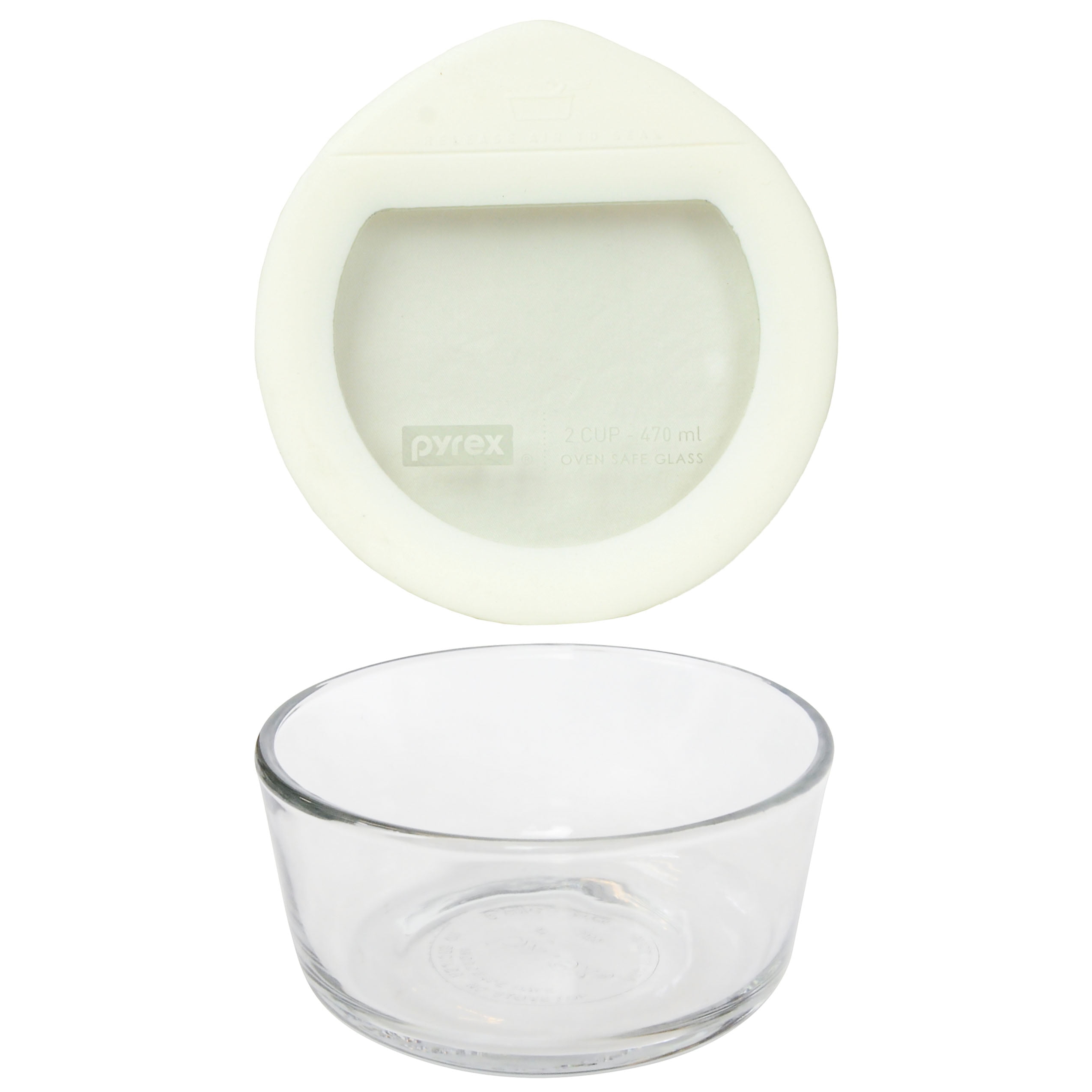 Pyrex 7200 2Cup Glass Storage Bowl and Pyrex OV7200 Glass and White