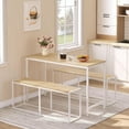 thumbnail image 2 of Dining Bench, 47.2 Inch Industrial Style Kitchen Table Bench, Steel Frame, Easy to Assemble, for Kitchen, Dining Room, White and Natural WN12CD01, 2 of 9