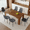 BrownTable+Dark Gary*6, variant on StnTalk Dining Table Set for 8, 9 Piece Dining Room Set, 71" Large Elegant Dining Table Set, Modern Luxury Kitchen Table Set for Gatherings