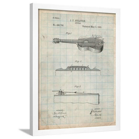 Stratton and Son Acoustic Guitar Patent Framed Print Wall Art By Cole (Cole And Son Woods Wallpaper Best Price)