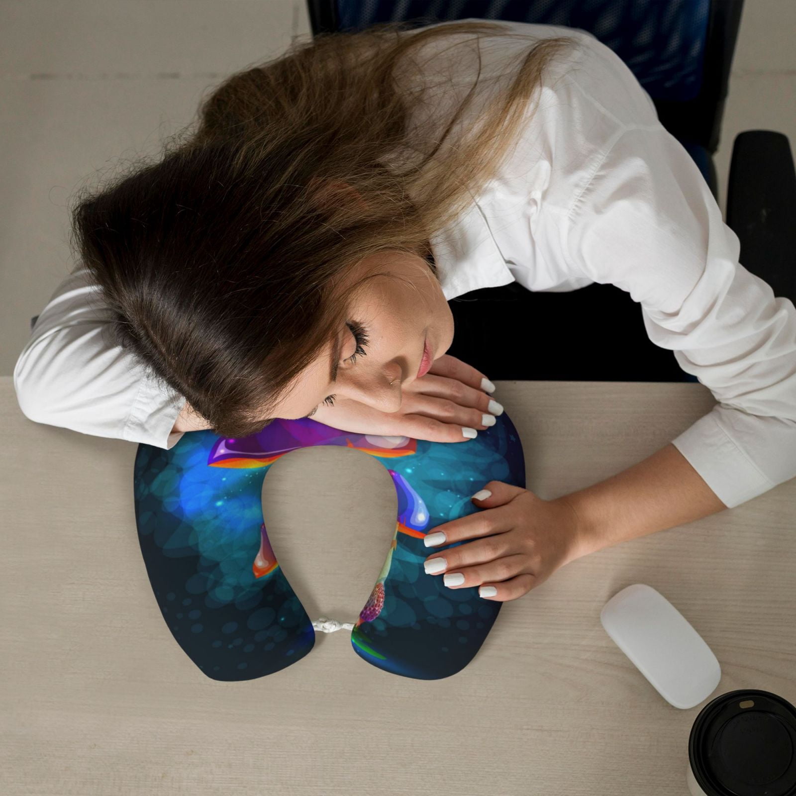 Xecao Magic Mushrooms ,Fireflies Print Memory Foam Cervical Neck Pillow Versatile U-Shaped Pillows for Home,Office,Camping,Travelling,Soft Washable Cover