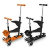 3Modes LED Lights 4 Wheels Skateboard Scooter With Adjustable T-bar Handle And Removable Seat For Toddler Kids Baby Walker