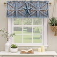 thumbnail image 3 of 2 Pack Valances for Windows, Texas Star Vintage Window Valances for Living Room/Bedroom/Bathroom, Navy Blue Berry Wooden Retro Light Filtering Kitchen Curtain Valance Window Treatment 60"W x18" L, 3 of 9