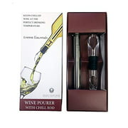 Wine Chiller, Aerator and Pourer: Enjoy a Glass of Perfectly Chilled Wine with the 3 in 1 Stainless Steel Wine Chill Rod. Everest Essentials Iceless Wine Stick comes in a Wine Acce