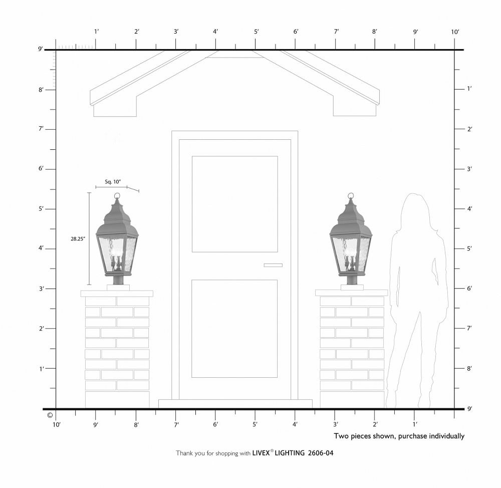 Livex Lighting Exeter 3 Light Outdoor Post Lantern