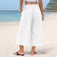 thumbnail image 6 of Breezora Women's Linen Cotton Pants Summer Wide Leg Casual Cropped Culottes With Pockets Loose Breathable Relaxed Fit Daily Trousers, 6 of 9