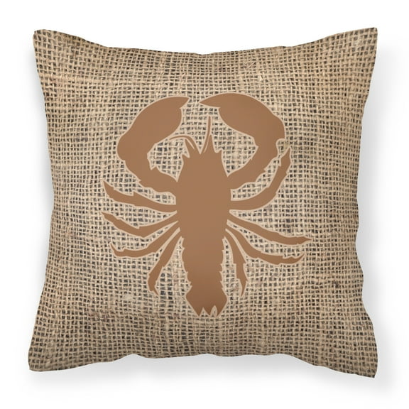 Carolines Treasures BB1015-BL-BN-PW1818 Lobster Burlap and Brown   Canvas Fabric Decorative Pillow BB1015 18H x18W