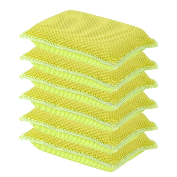 Superio Miracle Microfiber Dish Sponge 6-Pack, Non-Scratch, Reusable - Yellow