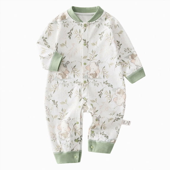 Kakishop Kids Organic Cotton Soft 0-18 Months Unisex Footless Newborn Baby Sleepers Pajamas Romper Boys Girls Long Sleeve (Green,6-9 Months)