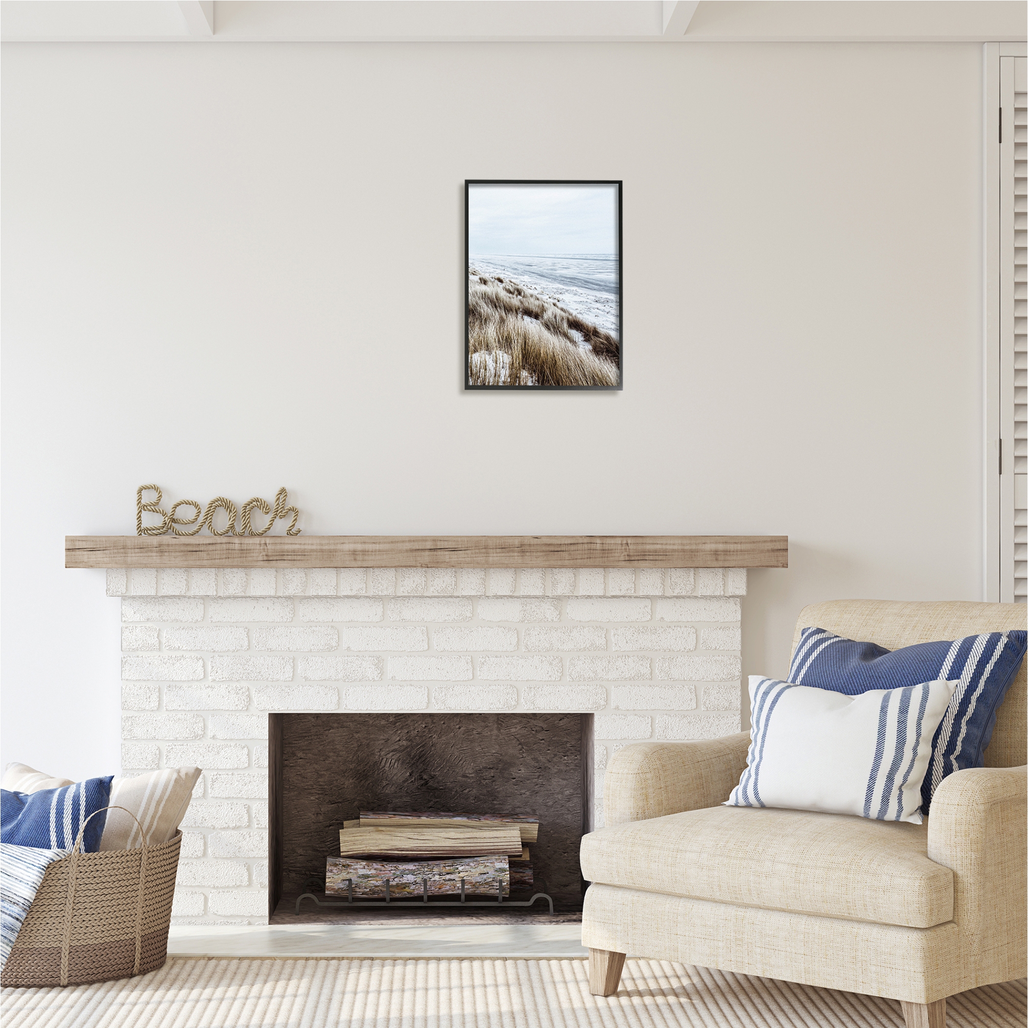 Stupell Industries Beach Reeds Landscape Nature Photography Black Framed Art Print Wall Art, 16 x 20