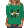 thumbnail image 2 of Meichang Hauts à Manches 3/4 pour Femmes, T-Shirts Graphiques Verts, Blouses Décontractées à Col Rond, Joyeux St Patricks Day, 2 of 4