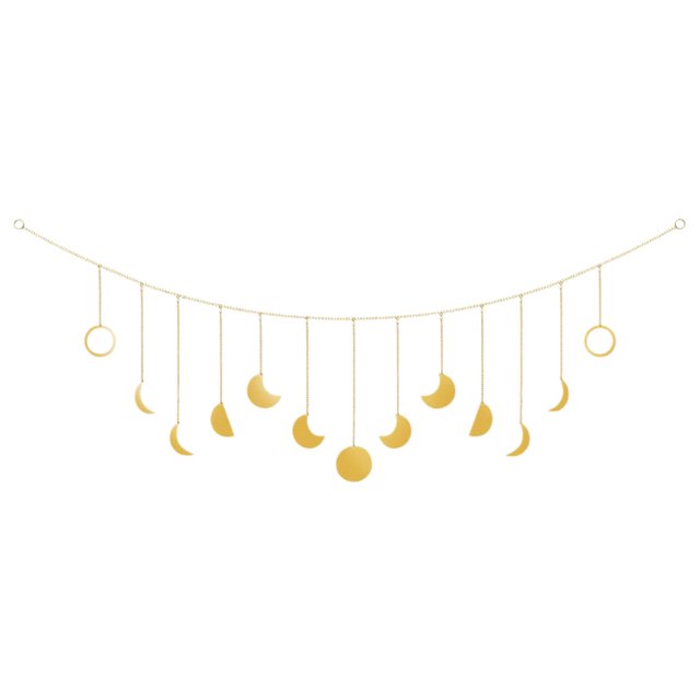 Colgantes de pared Zulema Guirnalda de pared de fase lunar dorado 200cm