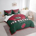 thumbnail image 3 of Homewish Hockey Sport Theme 7pcs Bedding Comforter Set,Ball Gamer Queen Bedding Sets,Red Green Queen Sheet Sets For Kids,Microfiber Bedroom Decor Reversible, 3 of 8