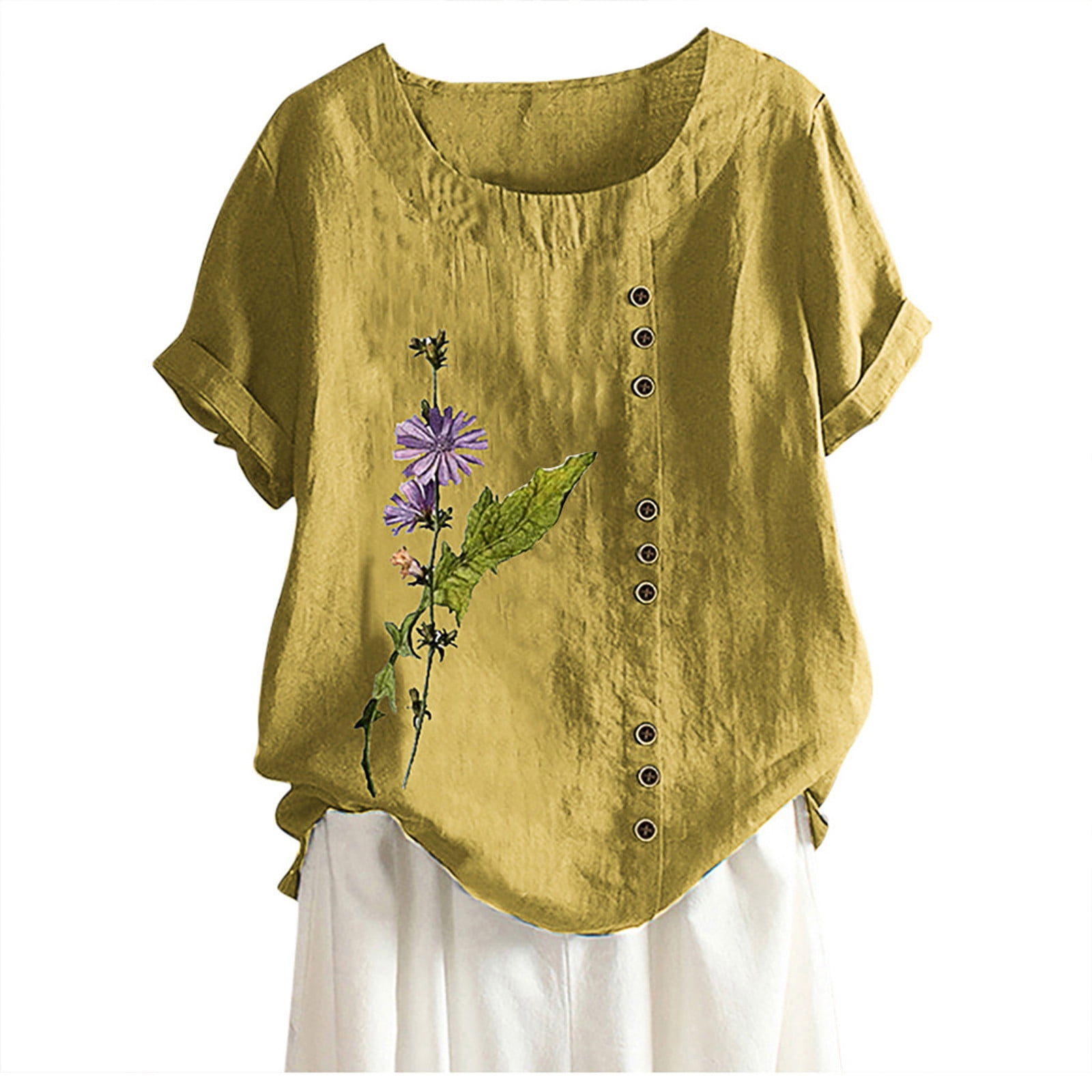 Daily Wear Casual Button Tees Tops 