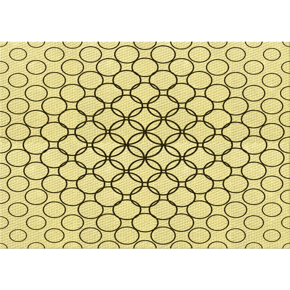 Ahgly Company Indoor Rectangle Patterned Sun Yellow Area Rugs, 7' x 10'