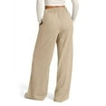 thumbnail image 7 of Xyxonk Wide Leg Dress Pants for Women High Waisted Solid Color Pants Business Casual Button Flowy Palazzo Pant Pockets, Khaki L, 7 of 7