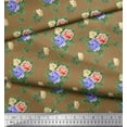 thumbnail image 3 of Soimoi Silk Fabric Leaves, & Rose Floral Decor Fabric Printed Yard 42 Inch Wide, 3 of 3