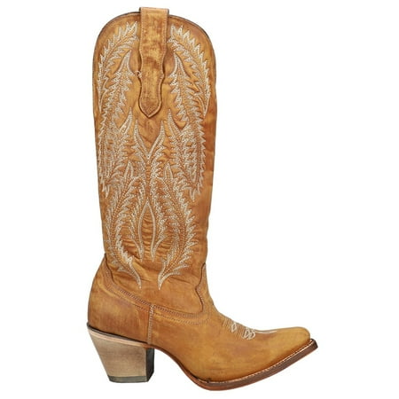 

Corral Boots Womens Gold Embroidery Round Toe Boots Knee High Mid Heel 2-3