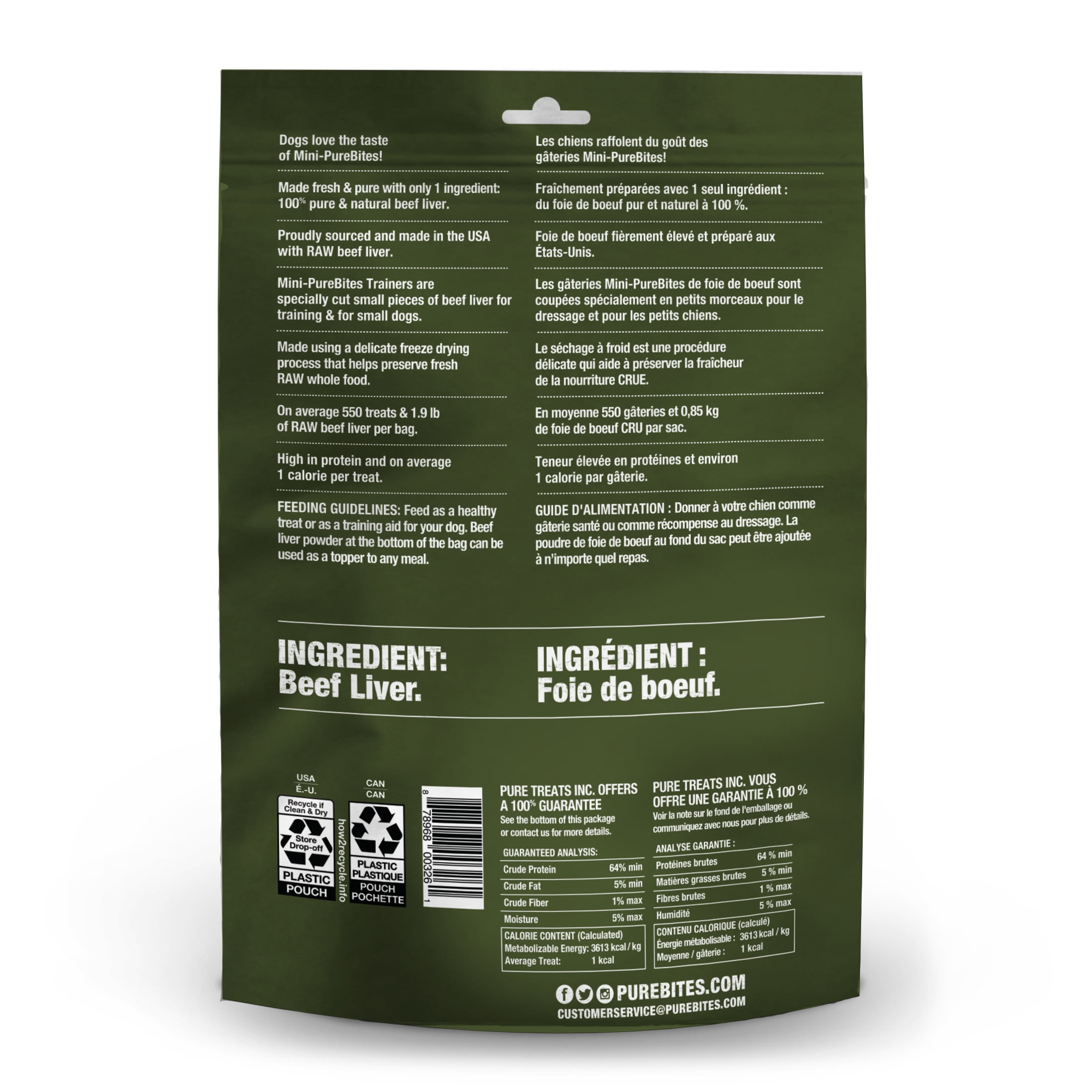 Mini-PureBites Beef Freeze Dried Dog Treats, 1 Ingredient, 9.5oz