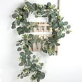 thumbnail image 4 of Ongmies Eucalyptus Garland, 6.56 Ft Silver Leaves Garland with White Buds – Artificial Boxwood Vines for Spring & Summer Wedding, Table, Room, and Home Decor, Hanging Front Door Decor, 4 of 7