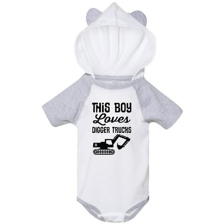

Inktastic This Boy Loves Digger Trucks Construction Gift Baby Boy Bodysuit