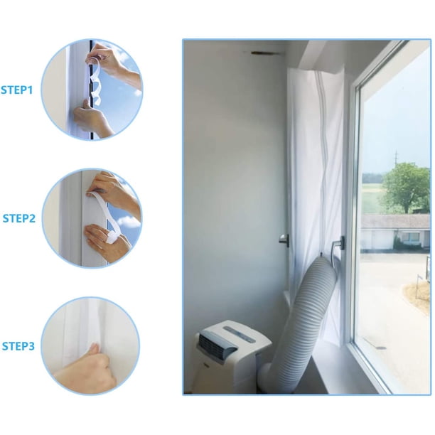 Joint De Fenêtre Universel 400 Cm Pour Climatiseur Portable - Kit Étanchéité Avec Fermeture Éclair Et Velcro - Anti-Air Chaud & Insectes
