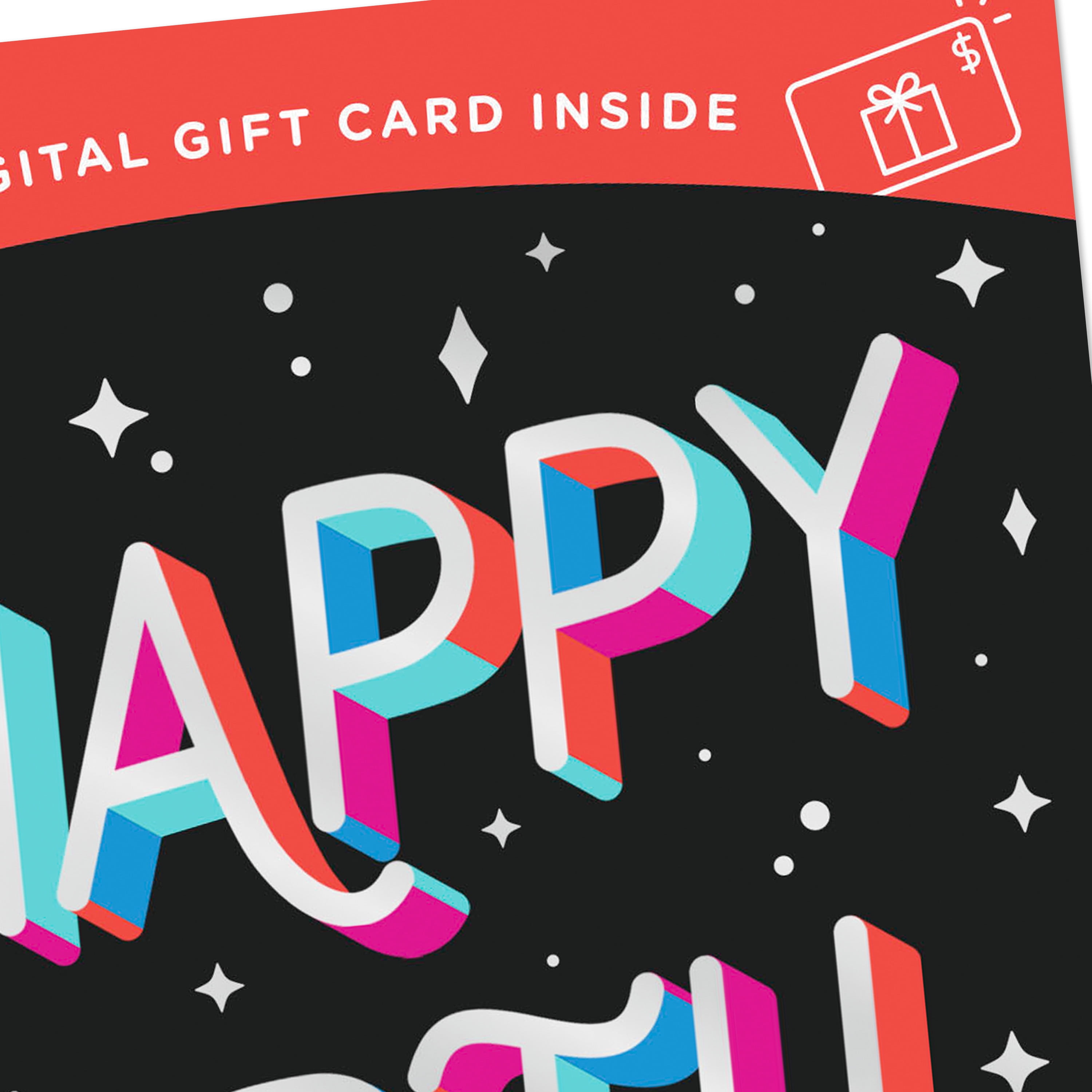 Hallmark Gift Card Greeting Birthday Card (Colorful Lettering and Retro Stars)