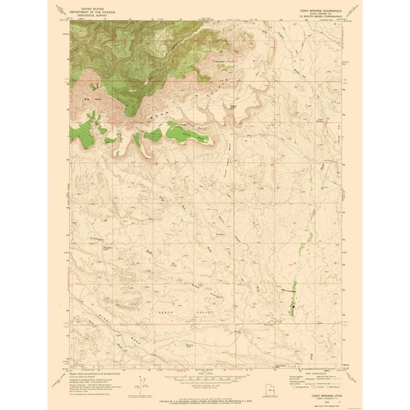 Topographical Map - Cisco Springs Utah Quad - USGS 1970 - 23 x 29.94 - Vintage Wall Art