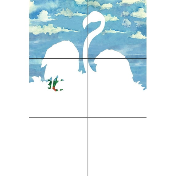 Tile Mural Kitchen Backsplash - Bamboo Flamingo with Sky - by Paul Brent