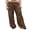 Dark Brown, variant on Michellecmm Women Wide-Leg Pants Stripe/Zebra/Leopard Elastic Waist Trousers