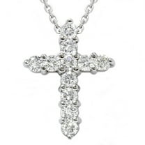 Pompeii 1ct Diamond Cross Pendant 14K White Gold 1" Tall (G/H,I1)