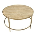 thumbnail image 6 of DecMode 31" x 18" Beige Marble Round Coffee Table with Hammered Gold Metal Legs, 1-Piece, 6 of 13
