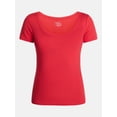 thumbnail image 6 of Time and Tru Women's Ribbed Scoop Neck Tee with Short Sleeves, Sizes XS-XXXL, 6 of 6