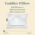 thumbnail image 3 of Toddler Pillow - 13x18 Soft Baby Pillow, 800 Fill Power Goose Down Fill, 300 Thread Count 100% Cotton Cover - Made in USA, 3 of 7