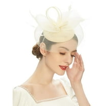 Ongmies Caps Tea Party Fascinator Kentuckys Derbys Hat Fascinator Pillbox Hat Headband for Tail Accessory Khaki Heardband