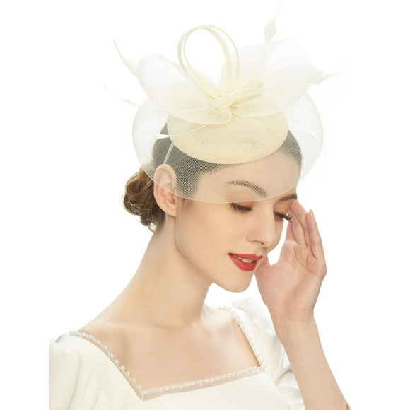 Discount! Fdelink Tea Party Fascinator Kentuckys Derbys Hat Fascinator Pillbox Hat Headband for Party Headband (Khaki)