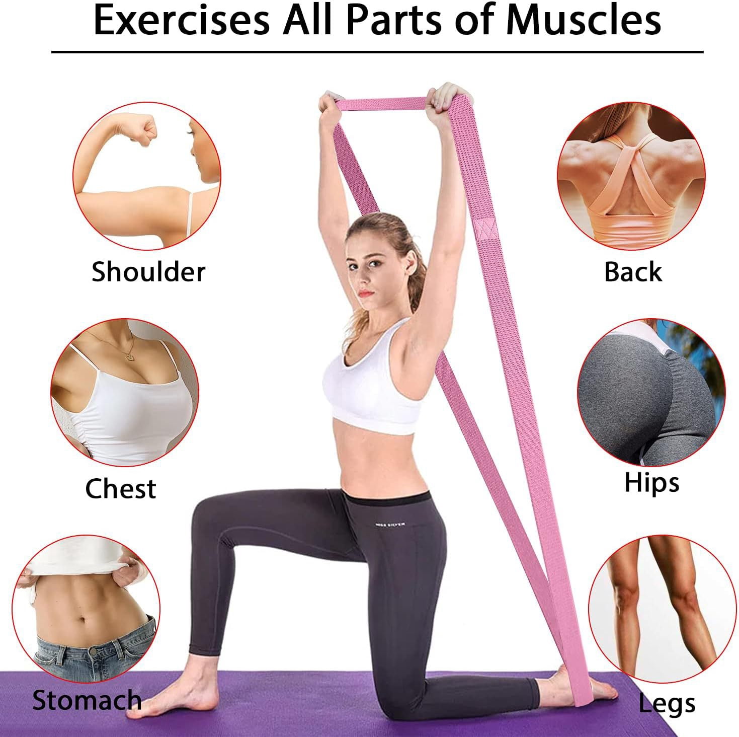 Fabric Resistance Bands - 6-Pack Set, 3*200CM,3*76CM Cloth Exercise Bands for Home Workout Strength Training, Yoga & Pilates | with Storage Bag
