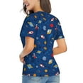 thumbnail image 3 of Vsdgher Space Women Shirts V Neck Short Sleeve Tops T-Shirt Basic Tees, S to 3XLLarge, 3 of 5