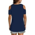 thumbnail image 4 of Timegard Womens Top Cold Shoulder V Neck Short Sleeve Comfy Casual Solid Color Tunic Top Blouse Summer, 4 of 7