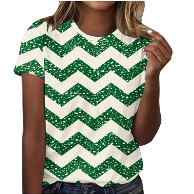 Tops de Algodón para Mujeres Impreso Cuello Redondo Mangas Cortas Casual, Camiseta para el Hogar Y el Uso Diario