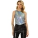 thumbnail image 1 of Allegra K Camiseta Sin Mangas Con Chaleco Brillante Metálico Brillante Sin Mangas Para Fiesta Y Club Para Mujer Negro sólido1 XS, 1 of 5