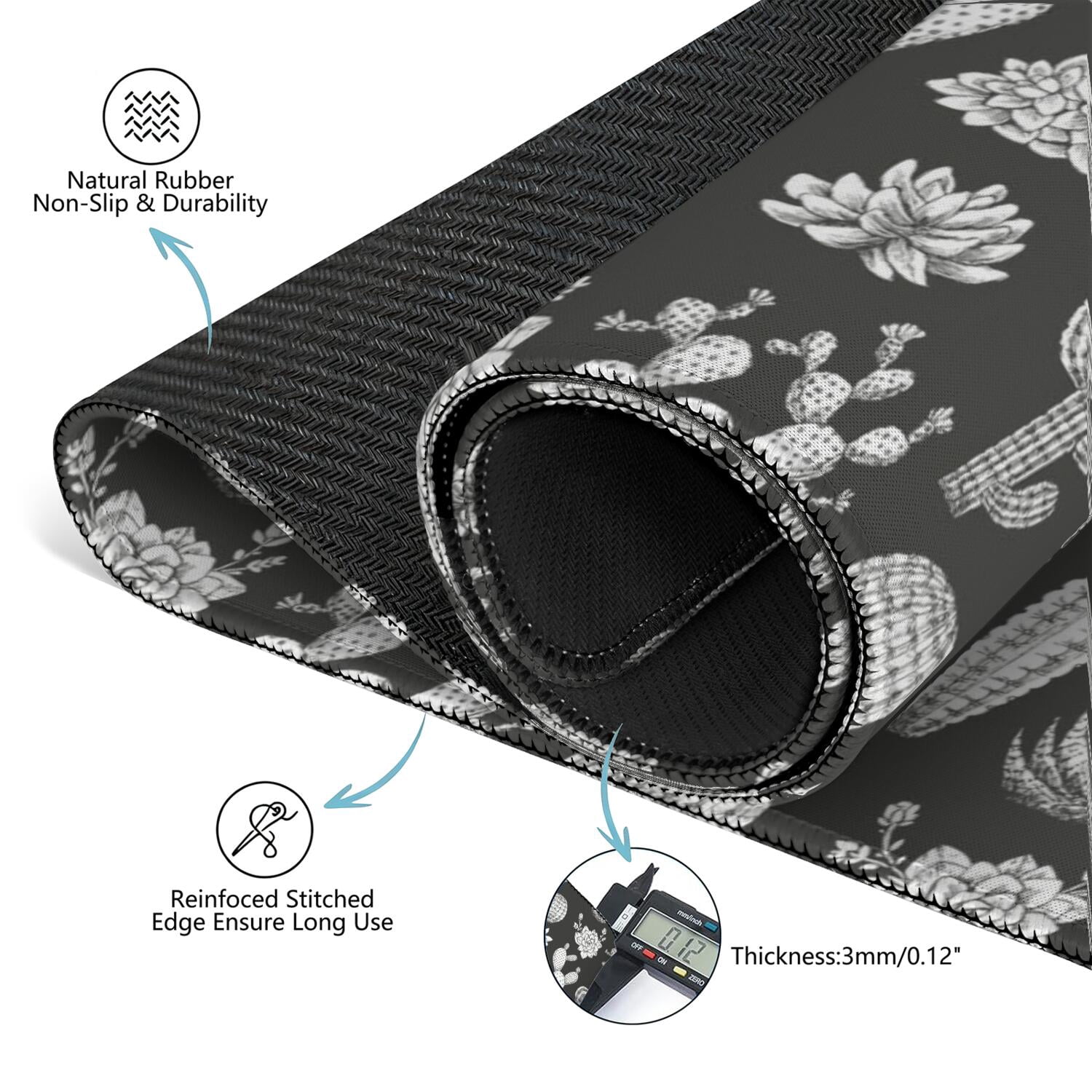 31.5 Inch Plants Style Game Table Mat Constructed from High Quality Rubber with Anti-Slip Non-Skid Surface and Noise Reducing Function for Mahjong Cards Board Games