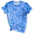 thumbnail image 2 of SELONE Summer Tops for Women Short Sleeve Tops Blouses Regular Fit T Shirts Pullover Tees Tops Tie Dye Abstract Print T-Shirts Crew Neck Tops Blouses Easy Care Soft Breathable Pullover Light Blue L, 2 of 3