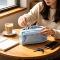 thumbnail image 4 of Aaihamo Cute Pencil Case, Stylish Polka Dots Embroidery Pencil Bag, Double Layer Large Capacity Portable Stationery Pouch for Teens Adults Office Desktop Decor, 4 of 7